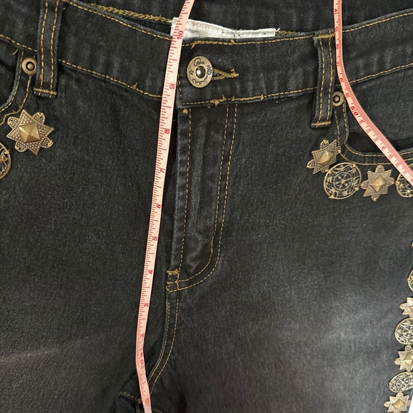 DG2 Jeans Diane Gilman women's 8P Dark blue Metal embellished bootcut - Picture 10 of 11